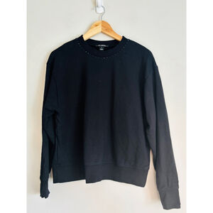 St. John Black Crewneck Sweatshirt With Embellishments Medium
